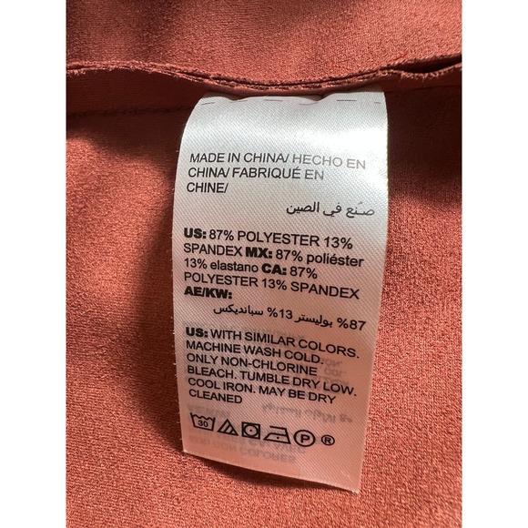 Chico's (2) Size 12 Large Moto Jacket Faux Suede Rust Fawn Brown Gold-Tone Zip - Picture 12 of 12